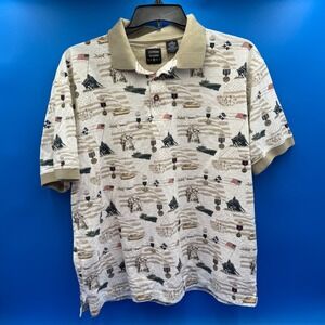 Cotton Traders Sport Men's Large Graphic Polo Shirt‎ Patriotic Military Print